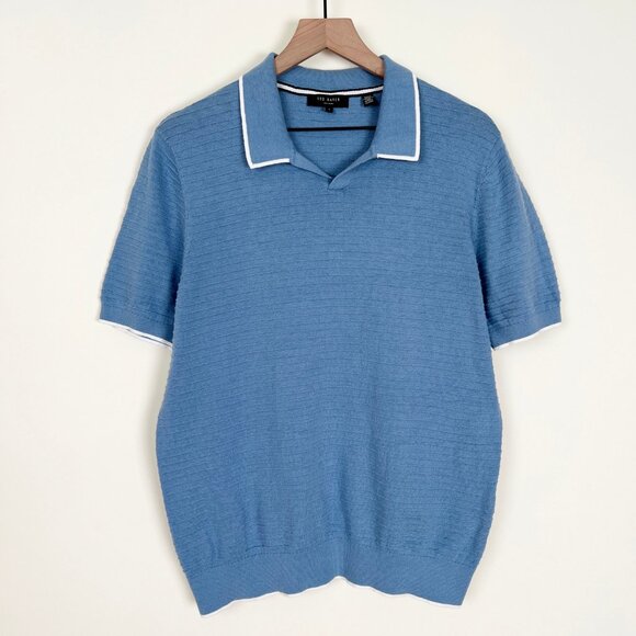 Ted Baker Textured Polo Shirt Short Sleeve Knit Old Money Preppy Business Casual - Picture 9 of 13
